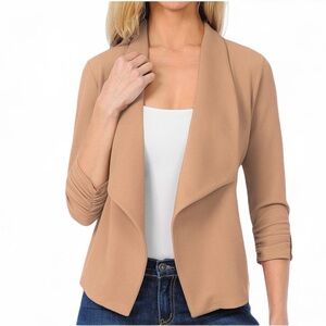 *NWOT* EIMIN Women's 3/4 Sleeve Khaki Blazer Cardigan Jacket - 2XL